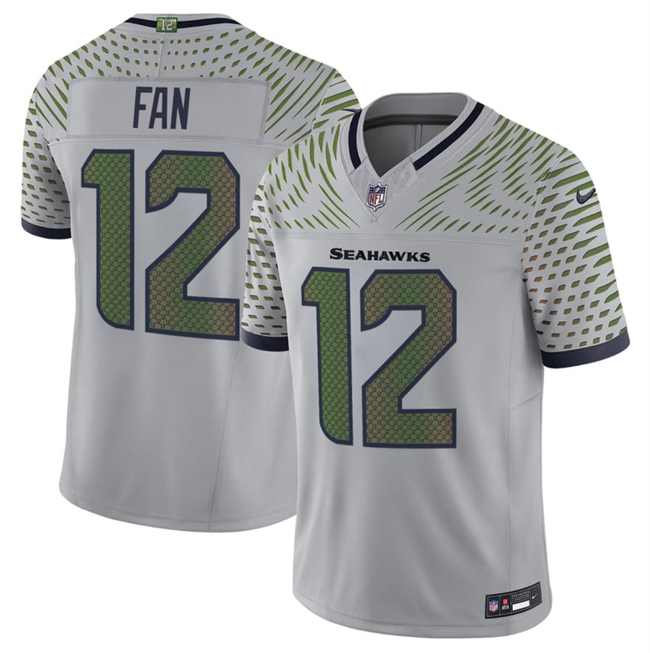 Men's Seattle Seahawks #12 Fan Grey 2025 F.U.S.E. “Rivalries” Vapor Untouchable Limited Stitched Football Jersey